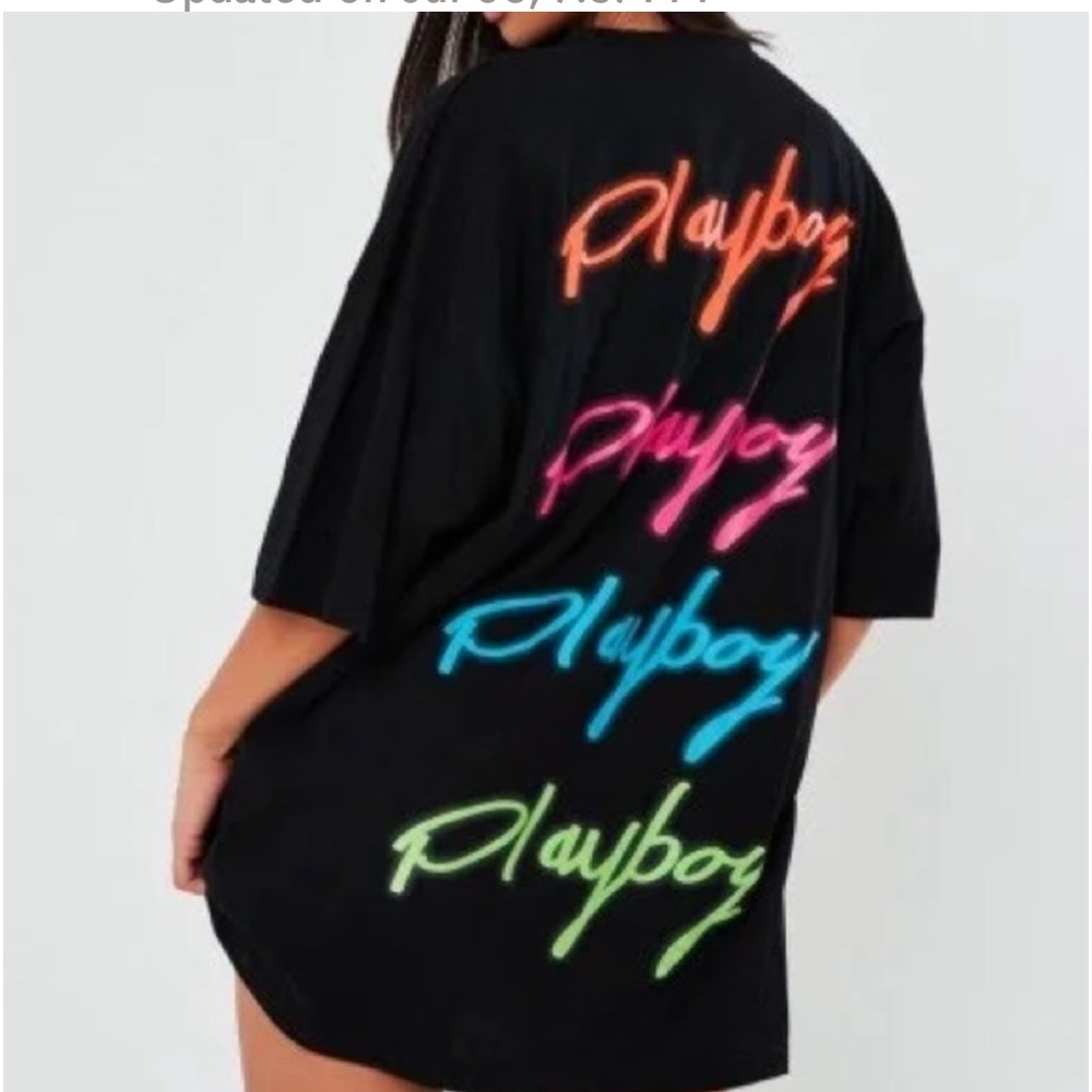 Playboy x Missguided Neon Spray Paint oversize T-Shirt Size 16 Plus